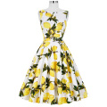 Belle Poque Stock Sleeveless Lemon Print Cotton Retro Vintage Audrey Hepburn style Dresses 50s Pinup BP000002-38